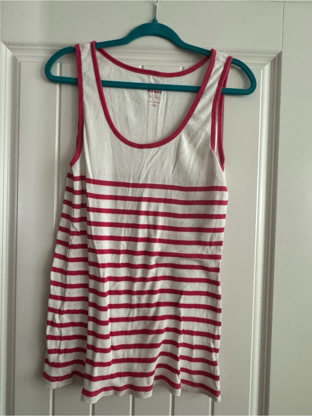 Old Navy White and Pink Striped Tank Top
